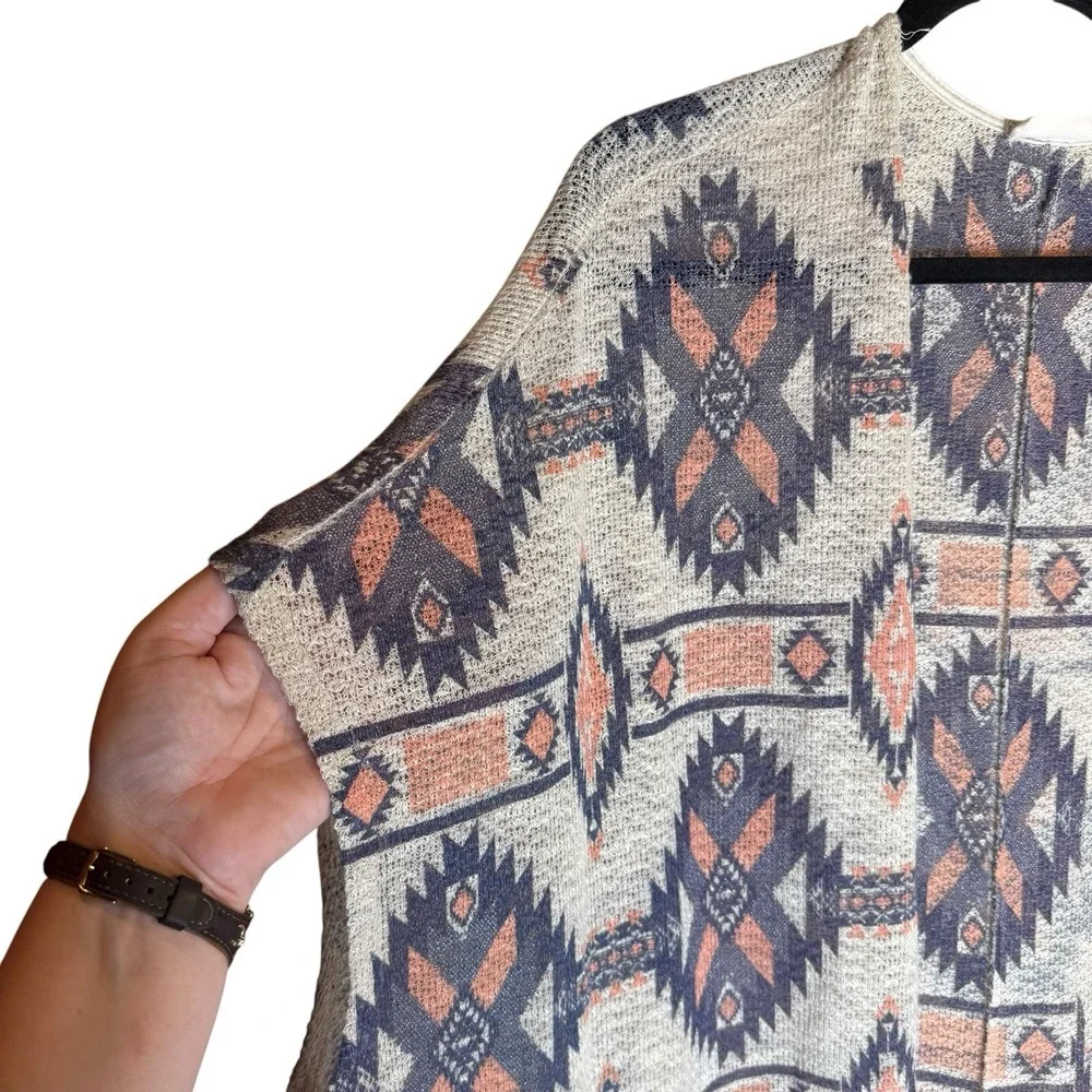 Blushed Knit Aztec Open Front Cardigan Size Large Bohemian Southwestern Western - Picture 6 of 7